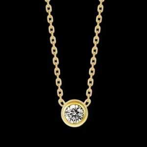 CRYSTAL BEZEL SET NECKLACE NIB 14K GOLD PLATED